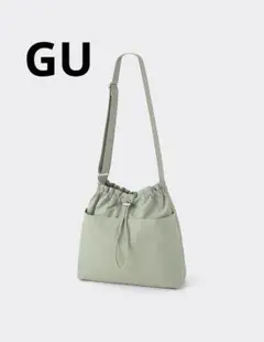 GU ナイロンドローストリングショルダーバッグ オリーブ
