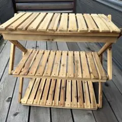 CAPTAIN STAG 木製ラック 2段 折りたたみ