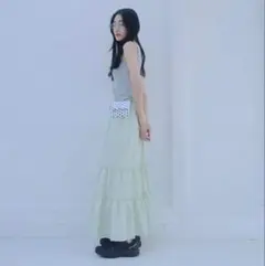 smyeon ギャザーティアードロングスカート