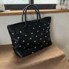 courreges クレージュ　ロゴ入り黒トートバッグ