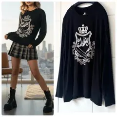 00s平成ギャル JUICY COUTURE 王冠 シルバーラメ ロンTピチT黒