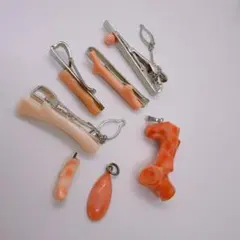 珊瑚 ネクタイピン ペンダントトップ まとめ売り 7点