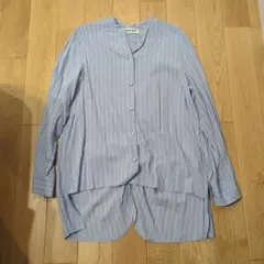 MUVEIL WORK 水色 ストライプ 長袖シャツのサムネイル