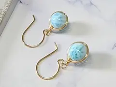1点作品⭐︎ ペアシェイプ型ラリマーピアス イヤリングに変更可能