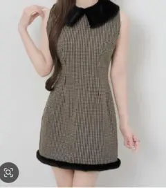 2/20まで最安値♥Lumignon♥タグ付き新品♥ファー付きチェックドレス♥