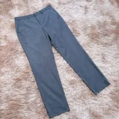 GU ジーユー （L）テーパードスラックス グレー センタープレス ストレッチ