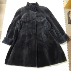 リアルファーコート ネイビー 波模様