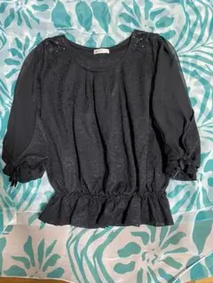 axes femme 黒 レース 五分袖トップス