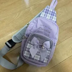キッズ ガールズ リボンボディバッグ パープル