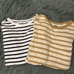 長袖ロングTシャツ 白黒ストライプ ボーダー