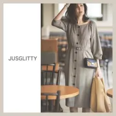 【ジャスグリッティー】ベルト付ツイードワンピース♡