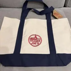 TRADER JOE'S エコバッグ アイボリー/ネイビー