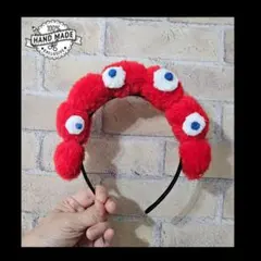 ハンドメイド モンスター 目のついた赤いカチューシャ 万博