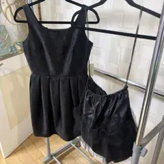 新品　MAITRESSE ジャガード　バックレースアップドレス　パニエ付き　黒