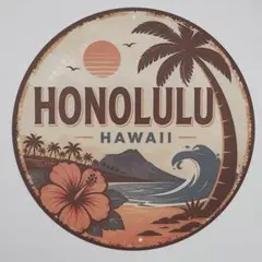 HONOLULU HAWAII レトロ風 ブリキ看板 OE1328