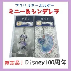 ディズニー100周年記念　ミニー&シンデレラアクリルキーホルダー　2種セット