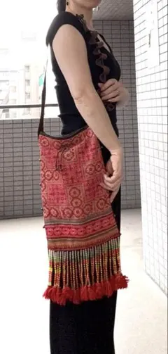 タイ アカ族 刺繍 ショルダーバッグ 古布 ビンテージ モン族 ヤオ族 