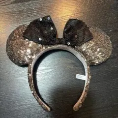 ディズニー ミニー 耳 カチューシャ スパンコール 黒