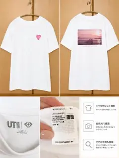 【美品】UNIQLO ユニクロ ハートプリント半袖Tシャツのサムネイル