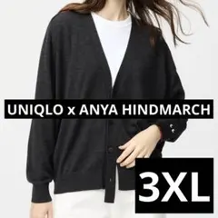 3xl ユニクロ　アニヤハインドマーチ　Vネックカーディガン　ダークグレー