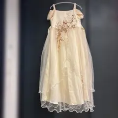キッズドレス 150cm オフショルダー ライトオレンジ　クリーム色のサムネイル