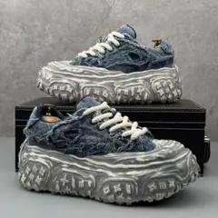 新品 ダッドスニーカー　デニム柄　厚底 プラットフォームスニーカー ストリート系