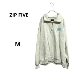ジップファイブ トレーナー スウェット ゆったり ハーフジップ 裏起毛 防寒 M
