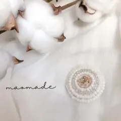 ♡ ビジュー　2WAY ブローチ　ヘアゴム　ビーズ刺繍　くるみボタン