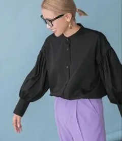 【@hidekanagao_xbohmal】ボリュームスリーブ長袖カラーシャツ