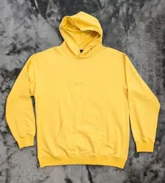 薄手フード付きパーカー 黄色×刺繍「green」 Lサイズ フロントポケット付
