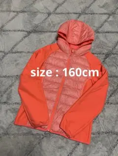 ATHLETIC コーラルピンクオレンジ フード付きダウンジャケット