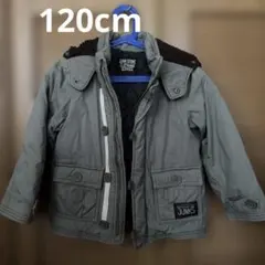男児アウター　フード付きカーキ中綿コート
