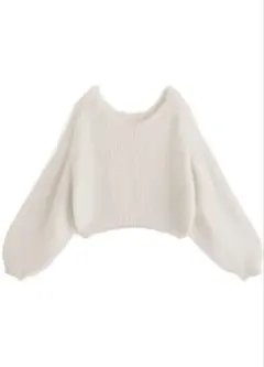 前後2Wayモヘヤタッチニットショート丈トップス[mb1569] オフホワイト