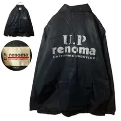 90s古着UP.renomaでかロゴブラックナイロンコーチジャケットLLサイズ