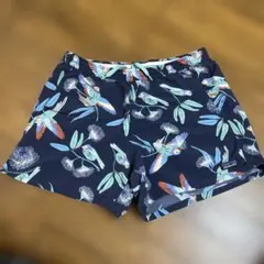 patagonia S ネイビー鳥柄ショートパンツ