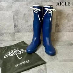 AIGLE エーグル 長靴　レインブーツ　青　36 RG158