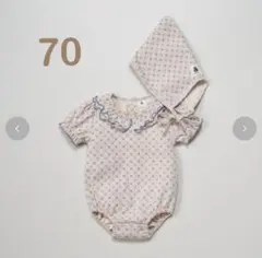 バースデイ &mignon アンドミニョン ボンネット付きロンパース 70