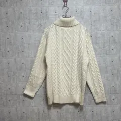 レイジブルー 【L】 アイボリー ケーブルニット編み ニット セーター