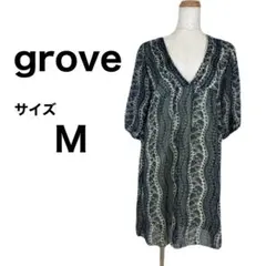 grove シフォンフリルチェニック ミニワンピース グリーン 柔らか Ｍ115