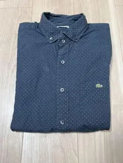 Lacoste ダークブルー ドット柄 長袖シャツ