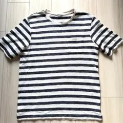美品✨GU Tシャツ M ボーダー マリン 半袖 メンズ ポケット付き ジーユー