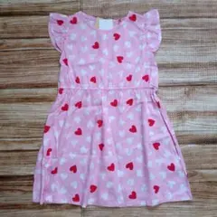 新品 未使用 ハート 総柄 ノースリーブ ワンピース ピンク 女の子 110