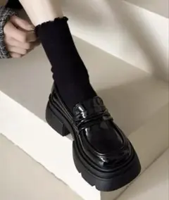 AsRiRe アスリレイ 厚底ローファー ブラック系 Lサイズ 38