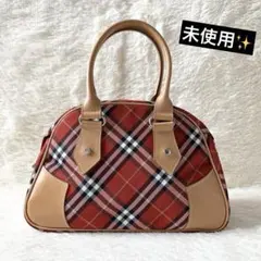 未使用✨バーバリーブルーレーベル ハンドバッグ　ノバチェック レッド ナイロンのサムネイル