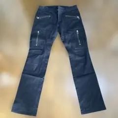 黒 ジッパーポケット付き ワークパンツ