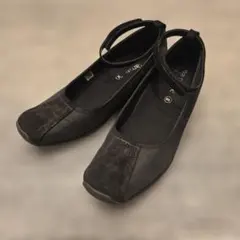 ノーネーム アンクルストラップウェッジソールパンプス 38 24.5cm 黒