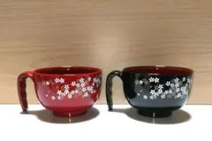 ❀ 桜絵柄 お汁椀 2個 ✿ 介護 • 自助用 お汁椀のサムネイル