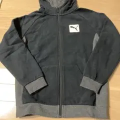 PUMA フード付きパーカー 黒/グレー