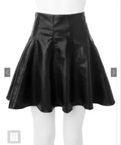 【GRL】グレイル 裏地付き フレアレザーミニスカート 黒 L