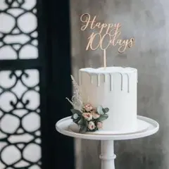 ケーキトッパー Happy100days 　100日祝い　木製